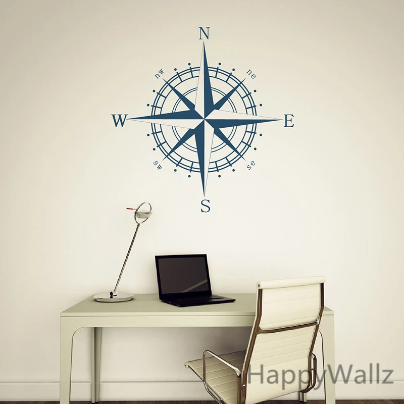 Наклейка на стену в виде компаса Современная виниловая настенная живопись