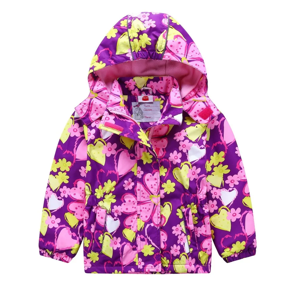 

Brand Warm Floral Print Child Coat Baby Girl Jackets Waterproof Children Outerwear Polar Fleece Kids Outfits 3-12 Years Old