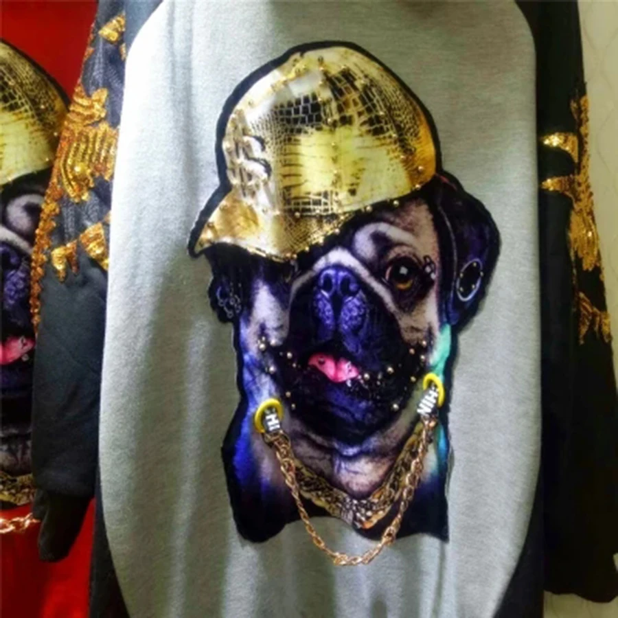 Свободные повседневные толстовки с принтом собаки женские длинным