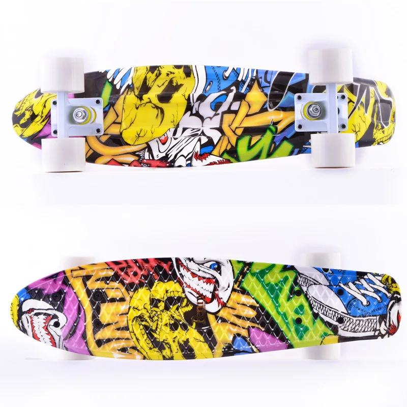 Скейтборд с рисунком рыбы 22 дюйма скейтборд пастельного цвета банана мини