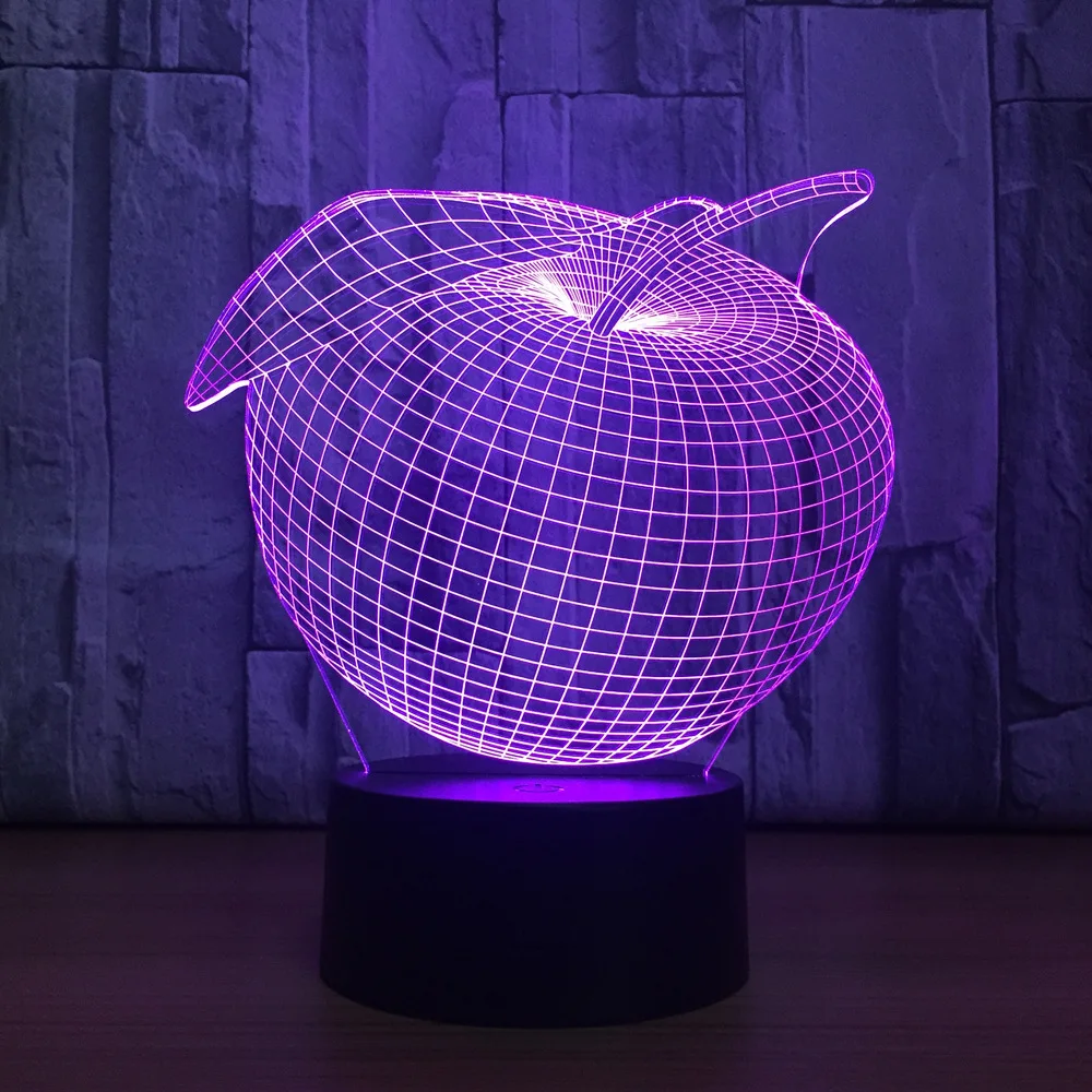 Креативный светильник Apple Fruit семь цветов Usb сенсорный акриловый светодиодный