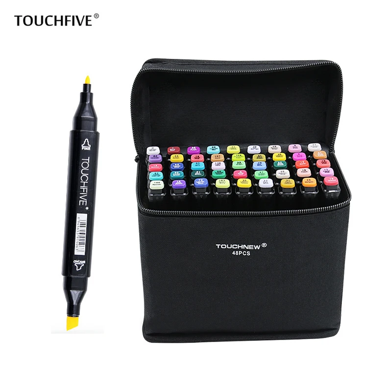 TOUCHFive 168 цветов одиночные черные акриловые художественные маркеры двойная головка спиртовой эскиз Маркеры Ручка для рисования манга товары для рукоделия