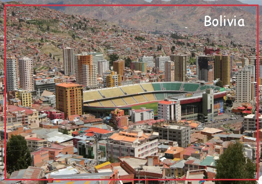 SOUVEMAG прямоугольник 78*54*3 мм La Paz боливийский жесткий металлический обернутый Keepsake
