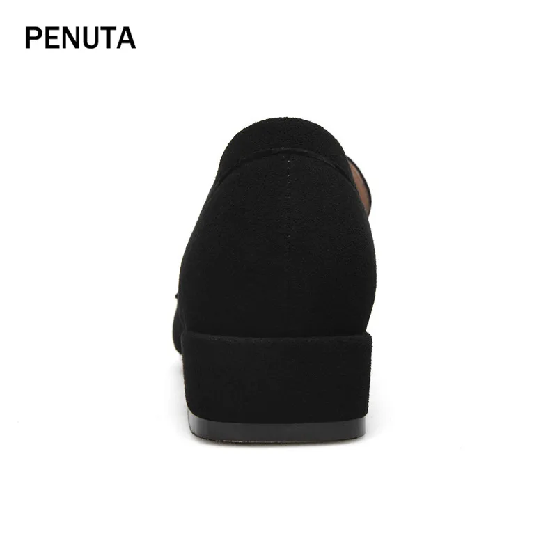 PENUTA/; замшевые женские лоферы в европейском стиле; высококачественные туфли на плоской подошве кофейного цвета; удобные туфли без задника с круглым носком; PF901