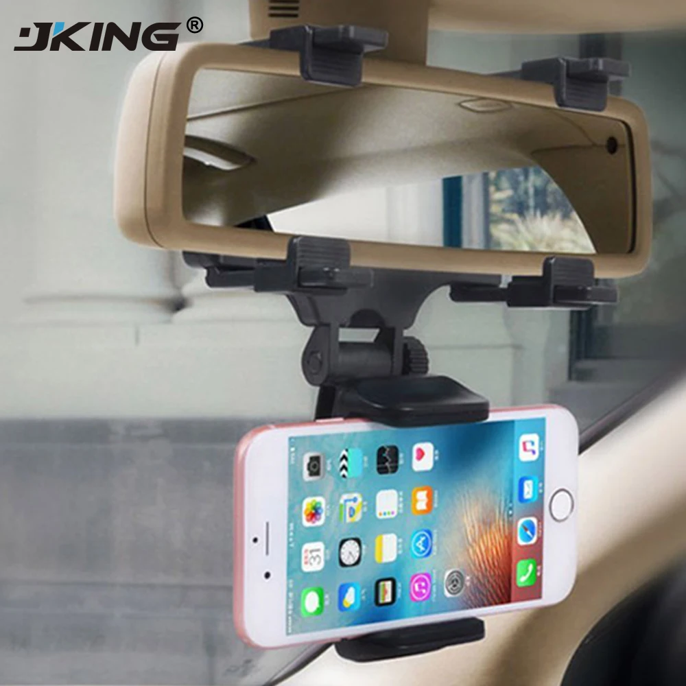 JKING Universal Car Phone Holder Mount Bracket Stand 360 Degree Rotation Rearview Mirror For Smart Mobile Cellphone Safe | Мобильные