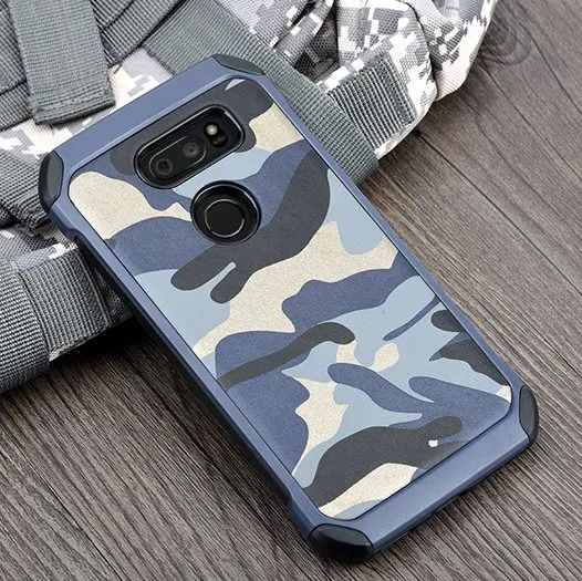 blue Защитный чехол для LG V30, сверхмощный Камуфляжный 2 в 1, ударопрочный пластиковый силиконовый чехол для LG V30 Plus V30, чехол с ручкой - Цвет: blue