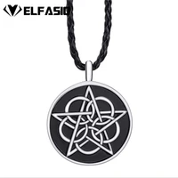 mens circle knot star silver black pewter pendant necklace free shipping lp280