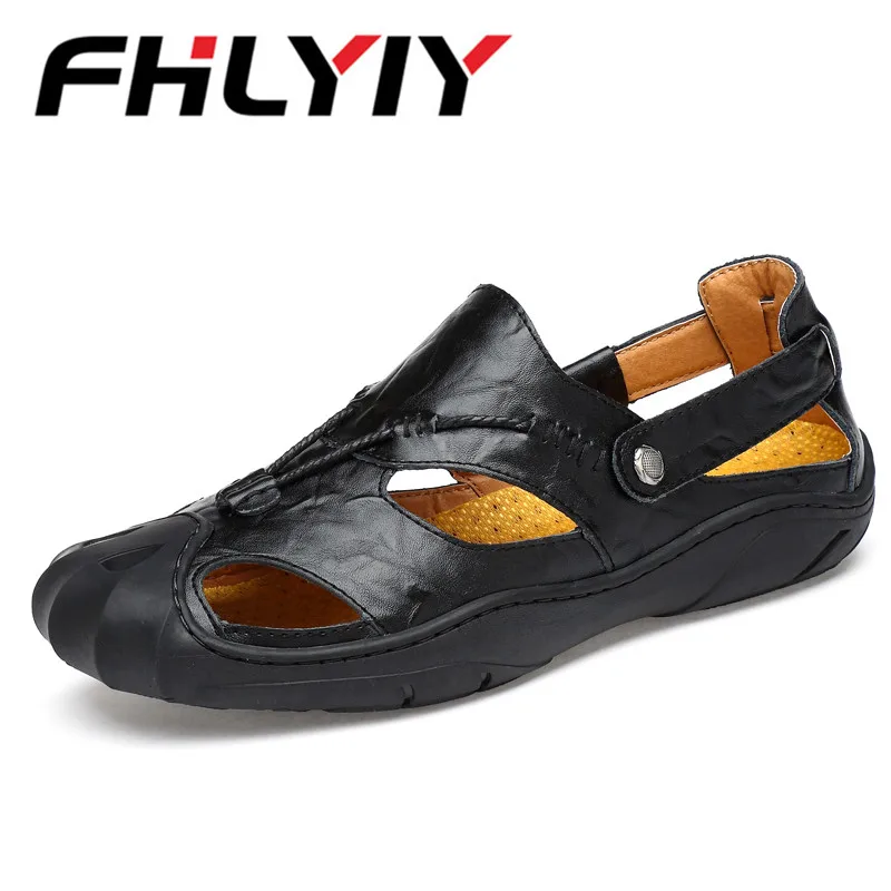 Большой Размеры 46 летние Для мужчин кожаные сандалии Открытый Весна обувь ручной