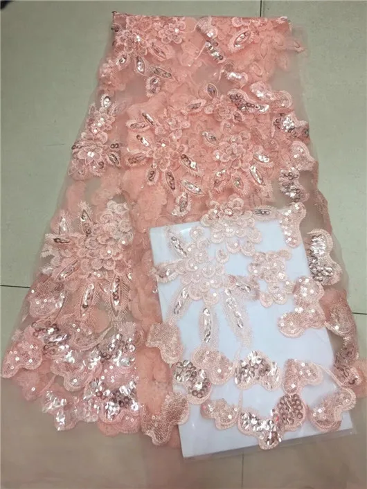 pink lace sequin fabric 2017 latest nigerian french net for wedding evening glitter dress high quality 5yard/lot | Дом и сад