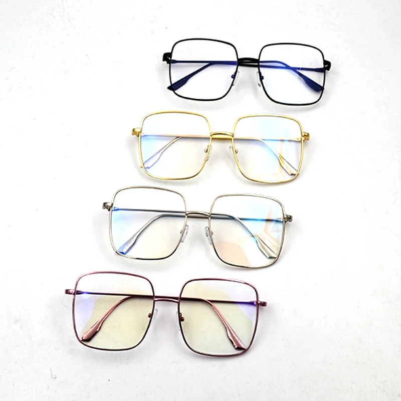 Модные очки для близорукости большие квадратные в металлической оправе