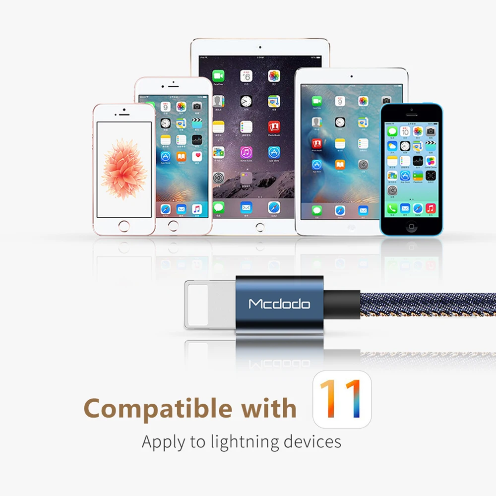 Mcdodo джинсовый тканевый брелок с Lightning для USB кабеля iPhone 7 Plus 6 8 usb разъем из