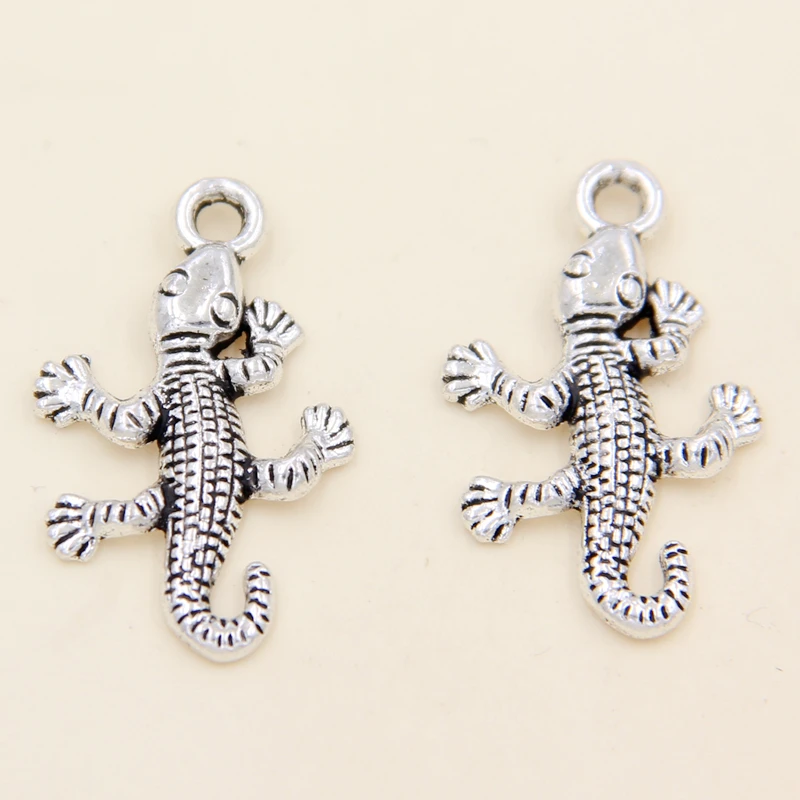 Оптовая продажа 40 шт тибетские серебряные животные Gecko Подвески 26x16 мм | Украшения