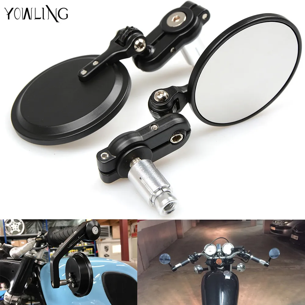 

7/8" Universal Round Motorbike Motorcycle Handle Bar End Rearview Side Mirrors for For HONDA R1 R3 R6 FZ6 GSXR600 1000 NINJA250