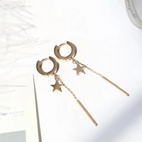 yun ruo 2020 elegant star hoop earring woman rose gold color titanium steel jewelry girl gift party never fade wholesale