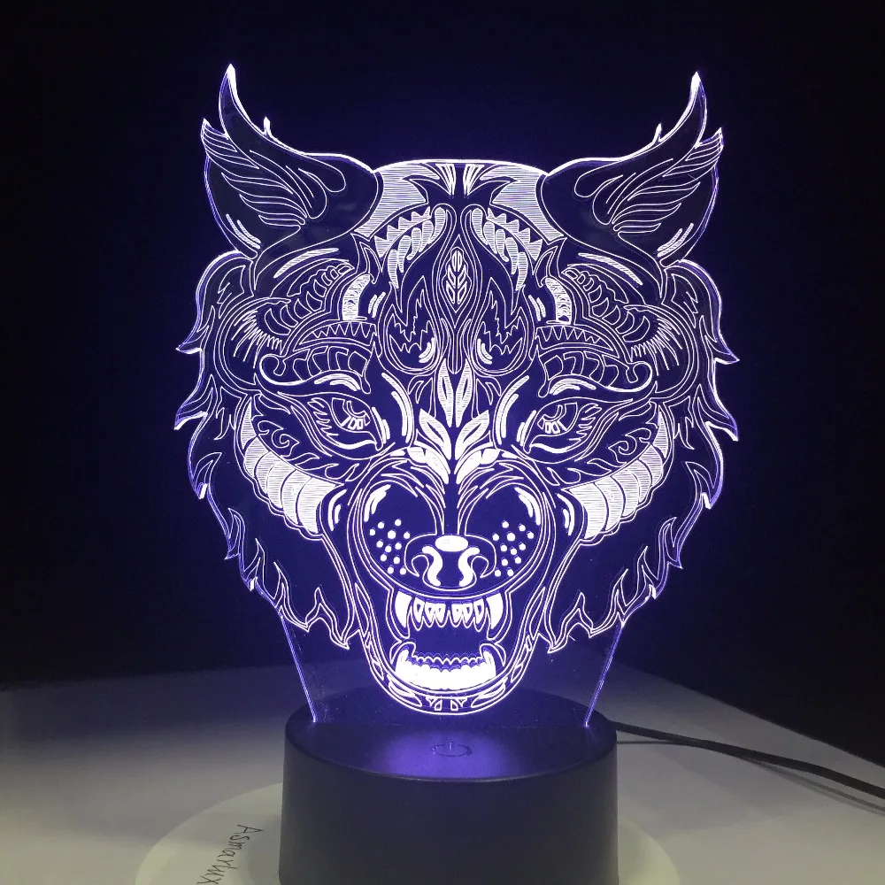 

7 Colors Change Wolf Lamp 3D Visual LED Night Lights for Kids Touch USB Table Lampara Lampe Baby Sleeping Nightlight Drop Ship