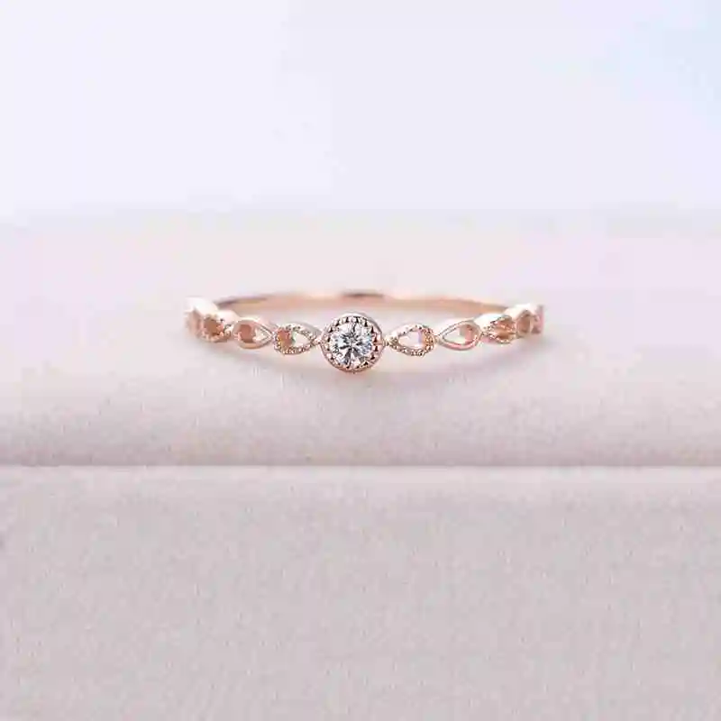 0337 Rose Gold Tisonliz Изящные полые кольца с цирконием и кристаллами, розовые золотые, серебряные кольца, массивные ювелирные изделия для женщин, ювелирные изделия,, Прямая поставка - Цвет основного камня: 0337 Rose Gold