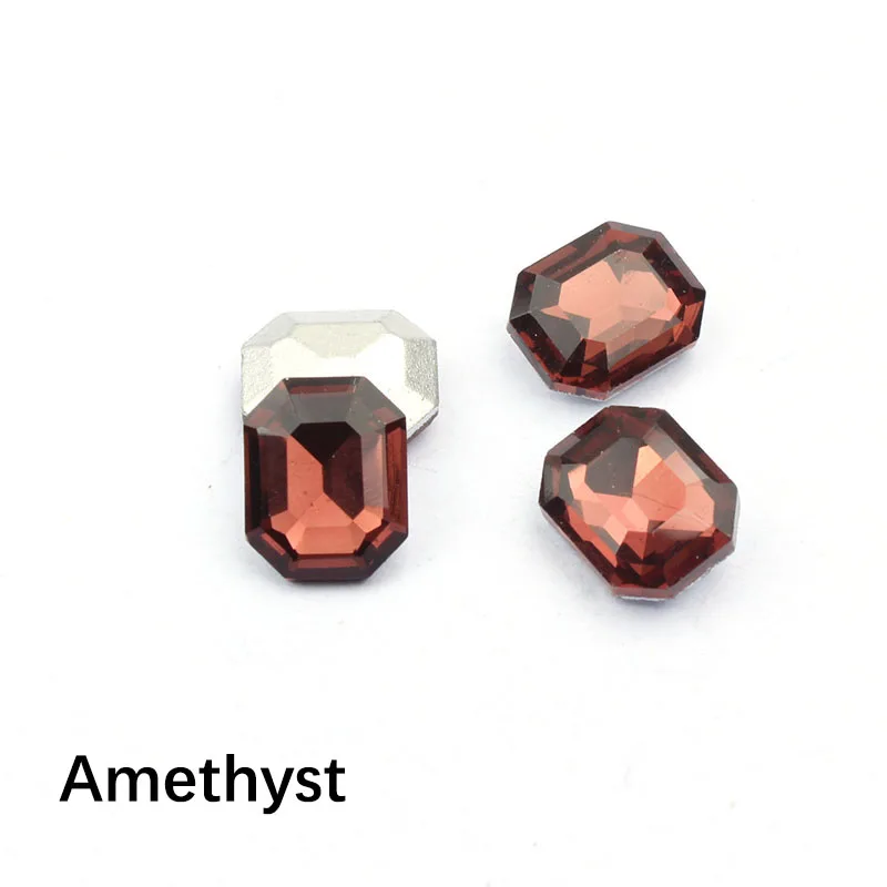 Amethyst Разноцветные стразы для дизайна ногтей с кристаллами AB, золотые стразы, прямоугольные камни, драгоценный камень для ногтей, художественные талисманы, 3D украшение, маникюр, доступ - Цвет: Amethyst