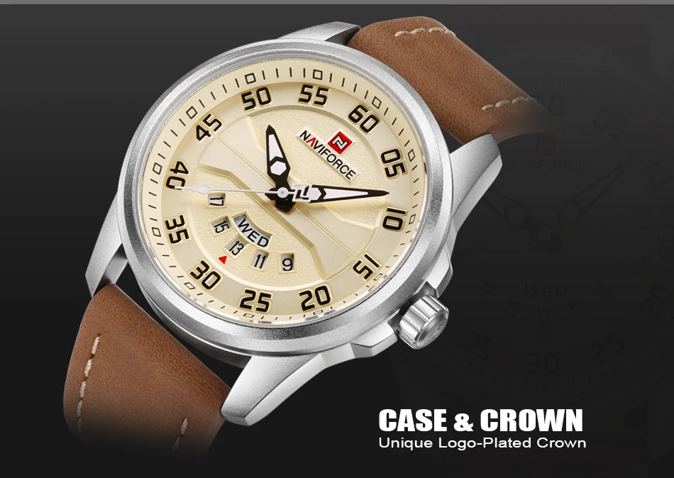 Роскошный бренд NAVIFORCE мужские модные спортивные часы мужские кварцевые часы мужские кожаные водонепроницаемые военные наручные часы relogio masculino