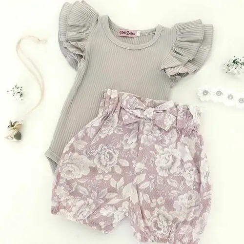 2 предмета в комплекте Одежда для новорожденных маленьких детей девочек одежда