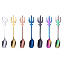 304 stainless steel coffee spoons creative dessert spoon fork dual purpose colorful tea scoops coffeeware kitchen accessories