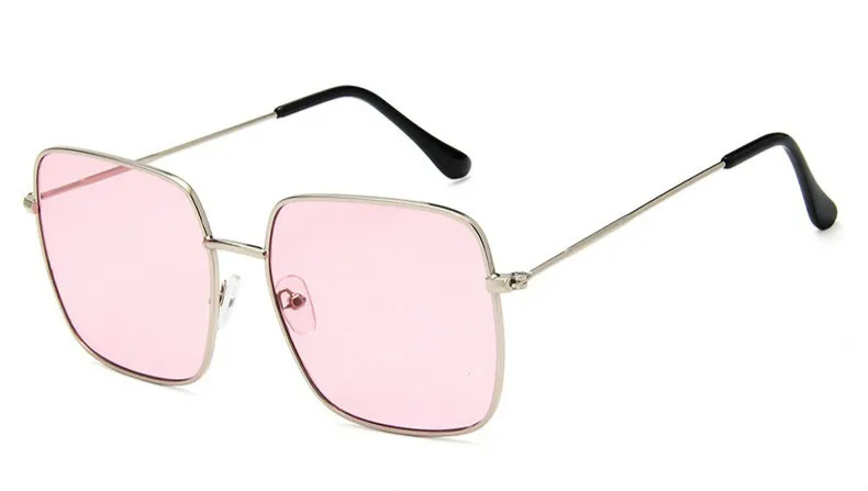 Silver pink Квадратные негабаритные солнцезащитные очки для женщин oculos Модные Винтажные большие солнцезащитные очки оправа женские солнцезащитные очки UV400 - Цвет линз: Silver pink