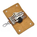 Винтажный брелок Crazy Horse из натуральной кожи, мужской и женский держатель для ключей, сумка для ключей из коровьего спилка, бумажник ключница, чехол для ключей, бумажники