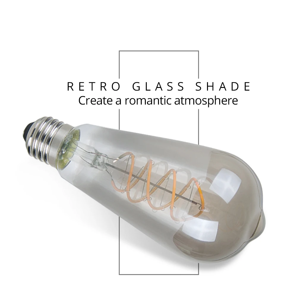 Foxanon ST64 светодиодный винтажный светильник Эдисона лампа в стиле ретро E27 3 Вт