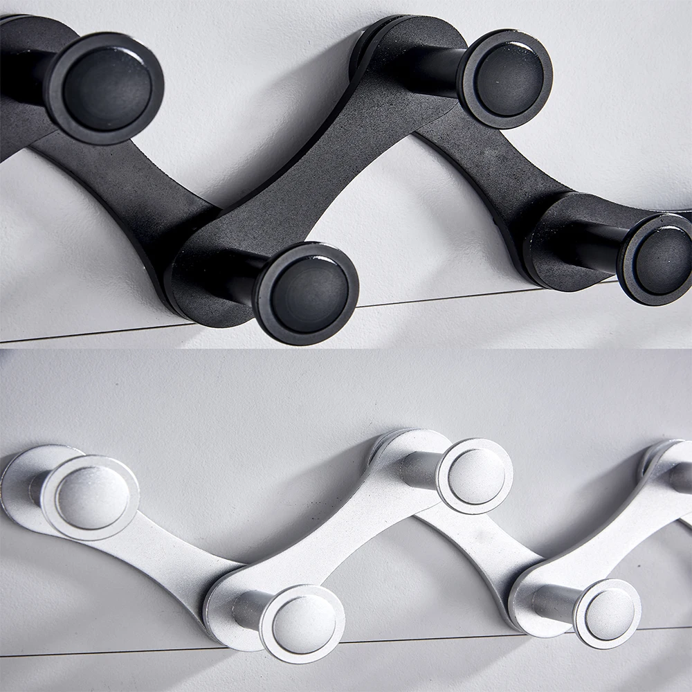 Self-adhesive Parts Household Kitchen Solid Aluminium alloy Black/Silvery Bathroom Towel Hook Wall Door Hanger Clothes hook |