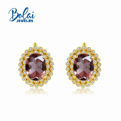 Bolaijewelry, серьги из зултанита, создаваемые драгоценными камнями с изменением цвета, Настоящее серебро 925 пробы, хорошее ювелирное изделие, классический дизайн для женщин на день рождения - Цвет камня: yellow color
