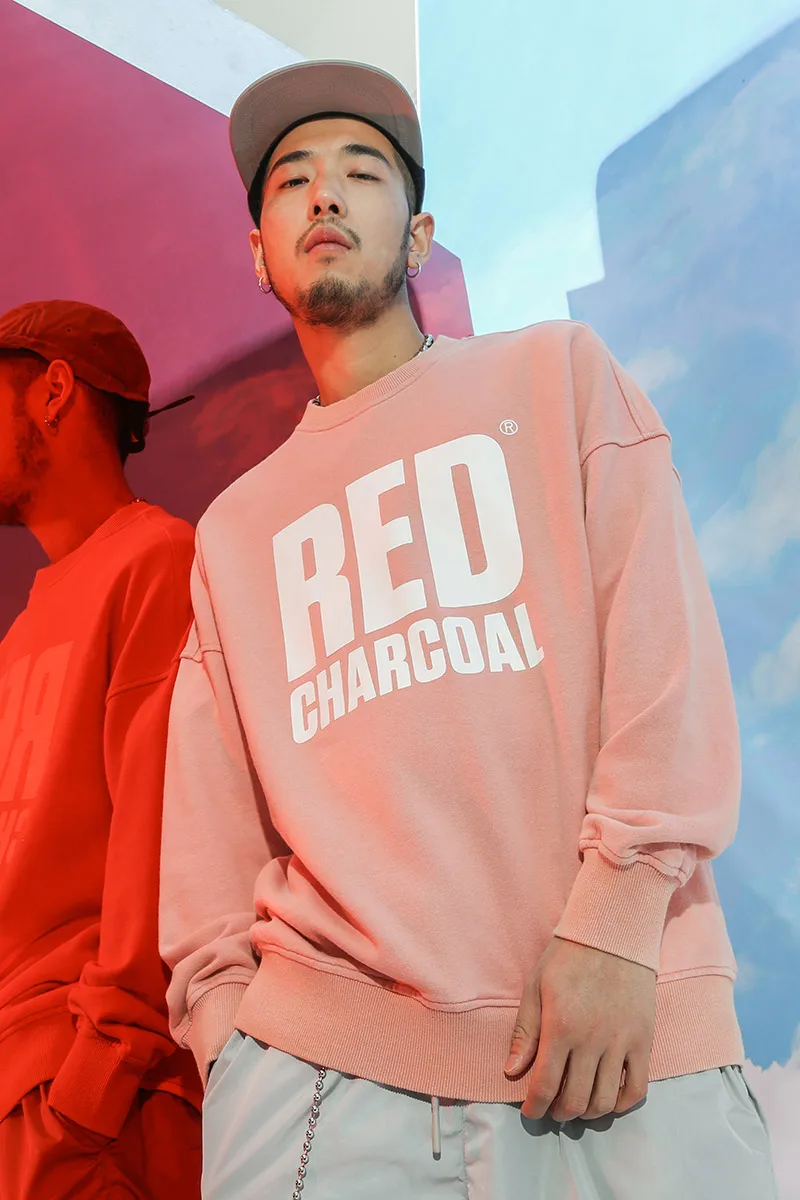 Красный Chaorcoal 2018S Оранжевый Свободный свитшот с логотипом и круглым вырезом 4