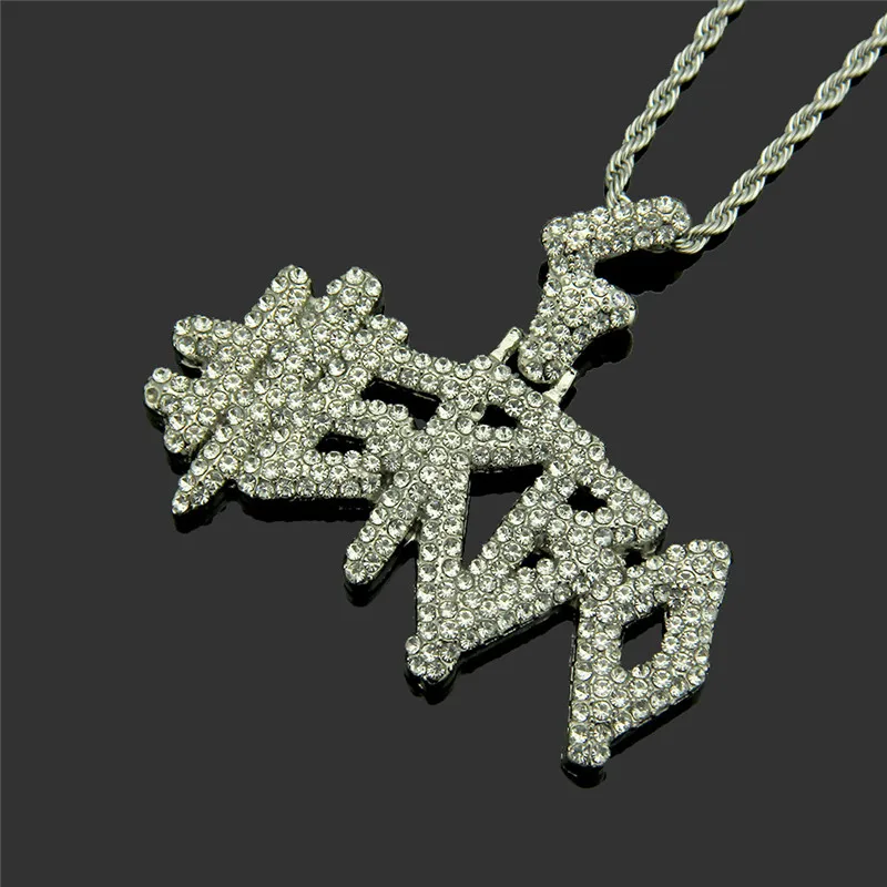 Iced Out Full Rhinestone Gold plating English Letters Hip Hop Necklace Pendants Micro Zircon Necklaces For Jewelry | Украшения и