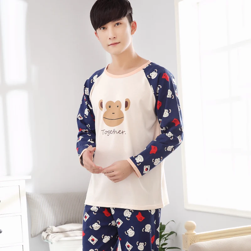 2019 Новая Осенняя мужская пижама одежда для сна с длинными рукавами рисунком 5078|male
