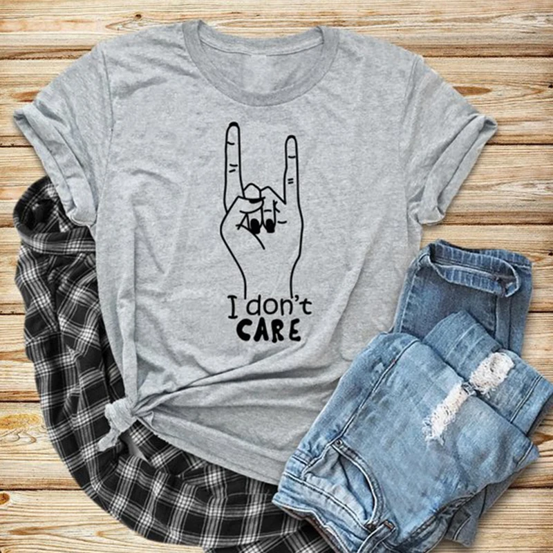 Женская футболка с круглым вырезом EnjoytheSpirit Повседневная надписью I Don't Care