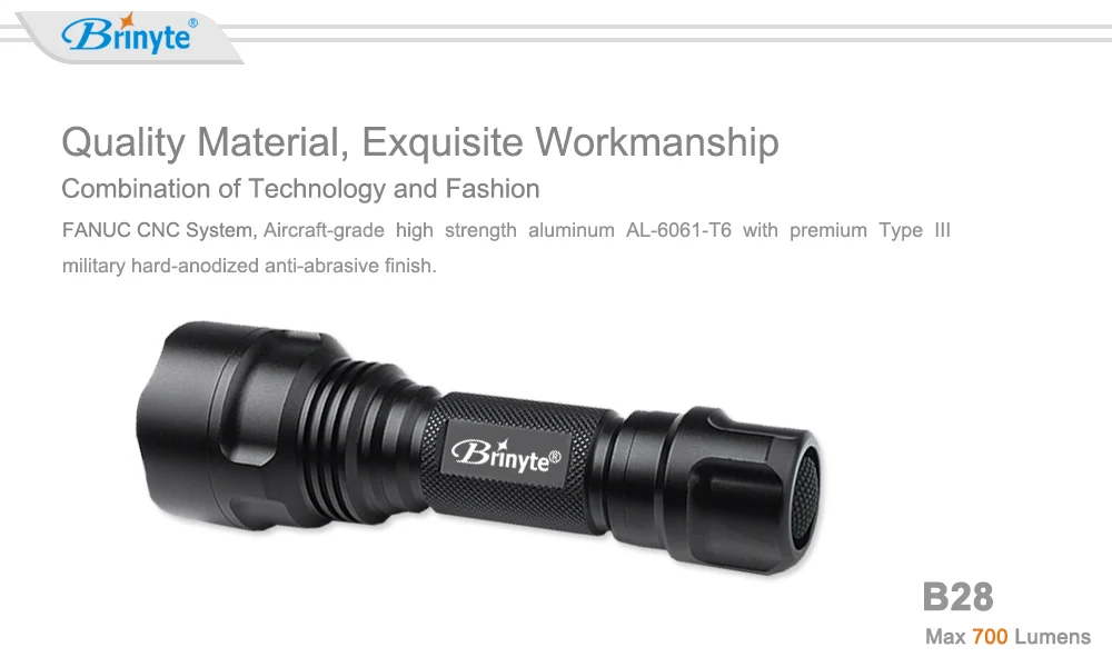 Brinyte B28 Охота фонарик Torch Light CREE XM-L2 светодиодный 700 люмен светодиодный фонарик Водонепроницаемый светодиодный Фонари лампа