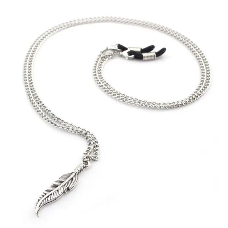 Цепочка для очков с перьями и металлическим ремешком модный роскошный