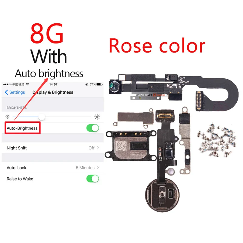 8G Rose With bright 1 комплект для iphone 8G 8 Plus кнопка Home flex+ датчик приближения фронтальной камеры+ наушник+ Полный Винты+ наушник металлические запасные части - Цвет: 8G Rose With bright