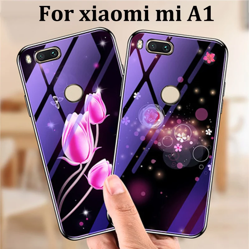 For xiaomi mi A1 case cover skin blue Tempered Glass back miA1 phone cases A 1 fundas capas | Мобильные телефоны и