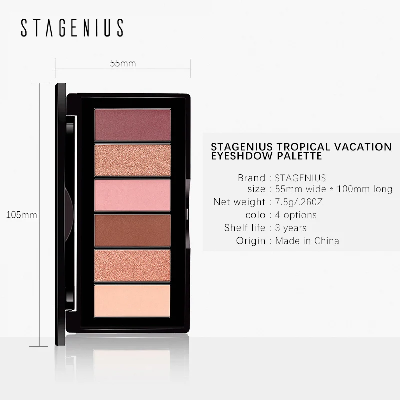 

STAGENIUS 6 Colors Shadow Palette Eye Makeup Natural Matte Eyeshadow Professional Make Up Cosmetic
