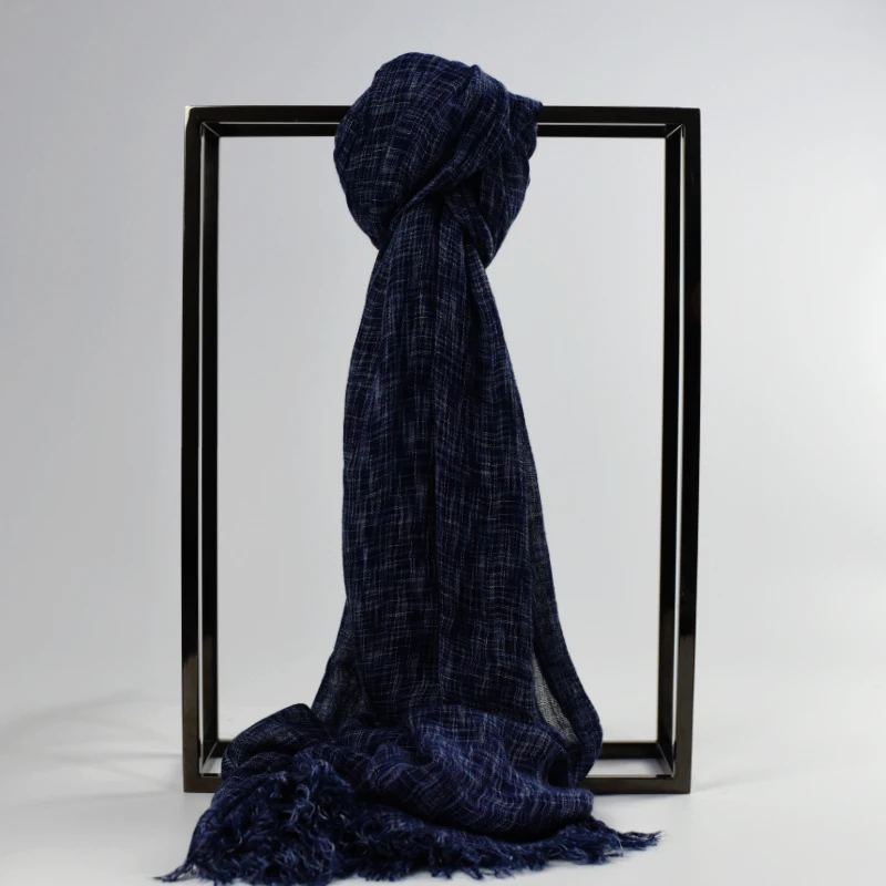 Весенний хлопковый шарф 2018 брендовый однотонный для мужчин джинсовые синие