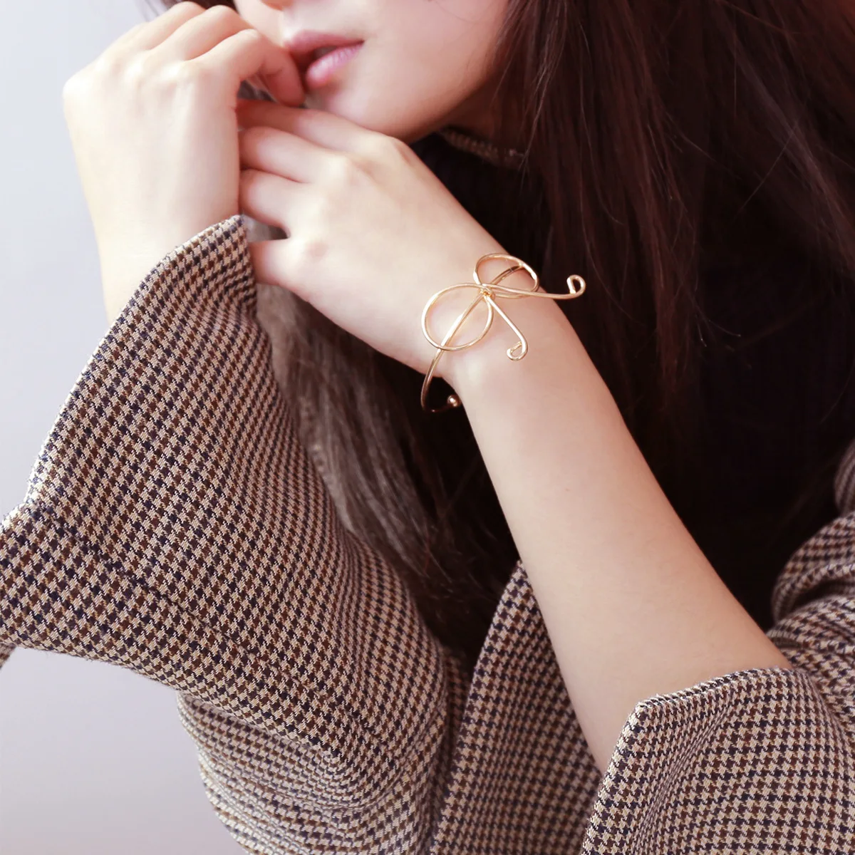 KITEAL Hot Gift Creativity Simple Wild Korean Metal Handmade Heart Bow-Knot Opening Bracelet Maiden Summer Jewelry | Украшения и