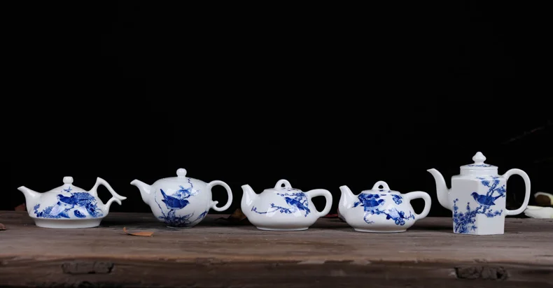 Changwuju Jinhdezhen чайник JinHongxia ручная роспись синий и белый заварочный чайник ручной работы чайная посуда с цветком-птица китайская живопись тонкая манера письма