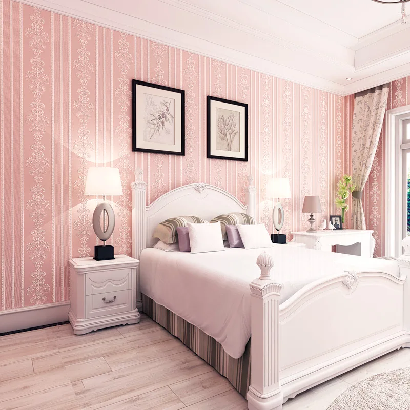3D Fabric Mural wallpaper Pink/Blue modern striped wall paper Home Decoration wallpapers papel de parede tapete 10 Meter