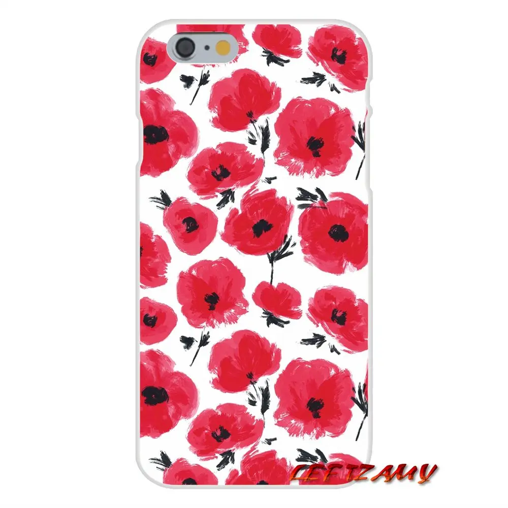 Для iPhone X XR XS MAX 4 4S 5 5S 5C SE 6 6S 7 8 Plus ipod touch Красные маки на аксессуары чехлы для