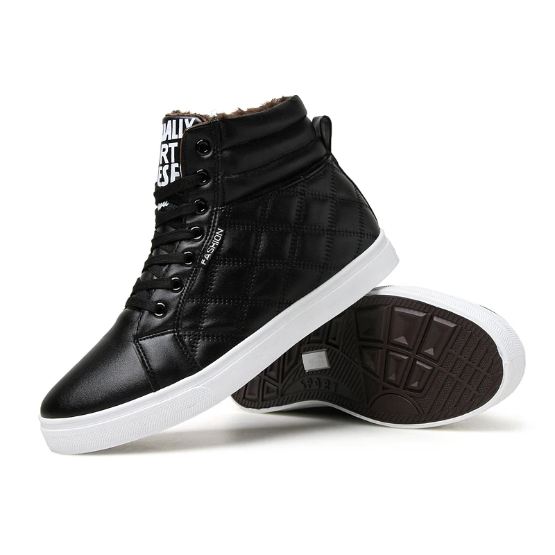 2018 Новые популярные мужские ботинки модные теплые зимние кожаные на меху