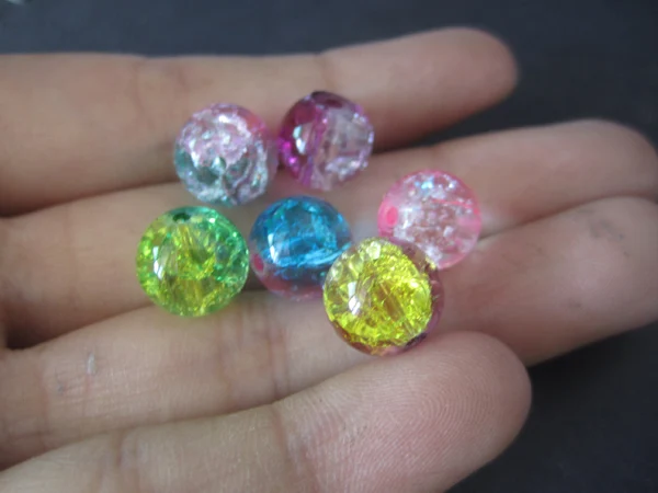 Бусины стеклянные разных цветов круглые бусины с трещинами 8/10 мм 30 шт. | Украшения