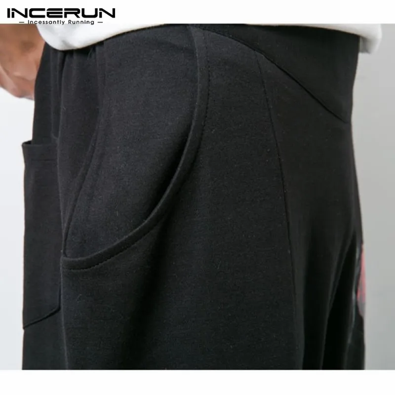 INCERUN, мужские шаровары, штаны для бега, уличная одежда, брюки для мужчин, хип-хоп, с заниженным шаговым швом, длинные штаны, мешковатые спортивные штаны для мужчин размера плюс 5XL
