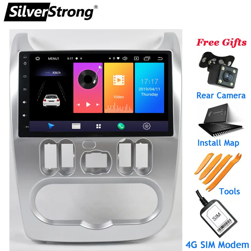 SILVER SilverStrong 4G модем Android9.0 9 дюймов Радио Android автомобильный gps для Renault Logan I Sandero Lada Lergus Dacia Duster - Цвет: SILVER