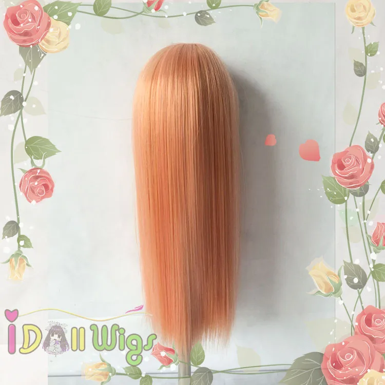 Горячая продажа прямой персиковый розовый BJD кукла парик линяет Бесплатная 1/3 1/4