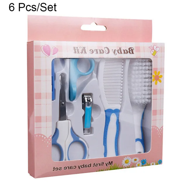 Blue 6pcs 7 шт./компл. Профессиональная Детская медицинская расческа гребешок для ногтей Эмери расческа для волос инструмент для ухода за ребенком маникюрный набор для новорожденных обеспечение безопасности - Цвет: Blue 6pcs