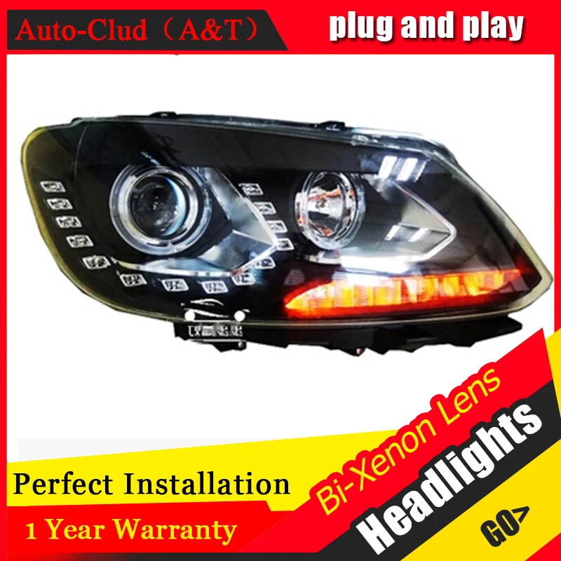 Авто Clud 2010-2015 vw touran светодиодные фары головного света DRL автомобильный Стайлинг bi